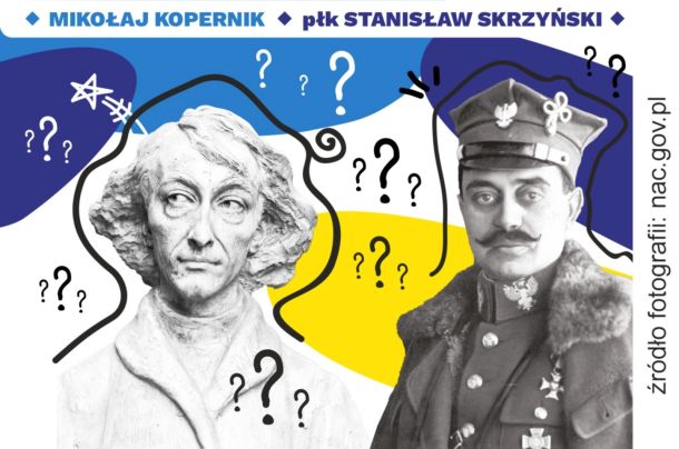 Grafika przedstawiająca Stanisława Skrzyńskiego i Mikołaja Kopernika