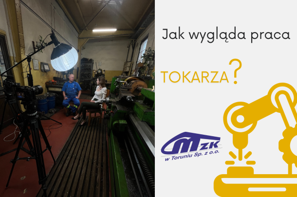 zdjęcie z wywiadu z tokarzem - tokarz i dziennikarka